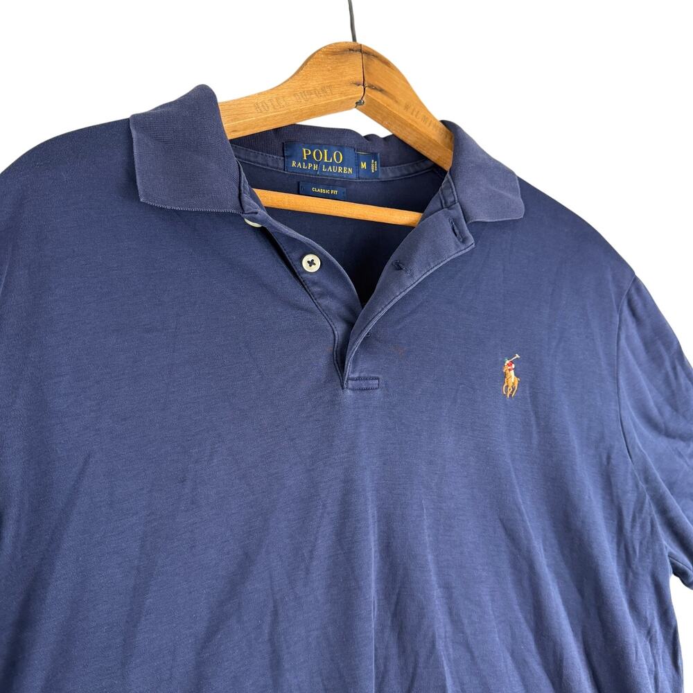 Polo Ralph Lauren Mens Classic Fit Navy Blue Cotton Short Sleeve Polo Shirt M